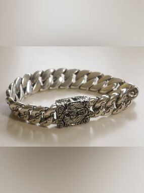 Apparition Clocks + Colours Sterling Silver Bracelet with Ornate Clasp